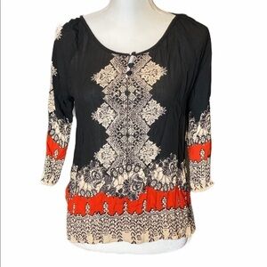 Angie black and red rayon blouse